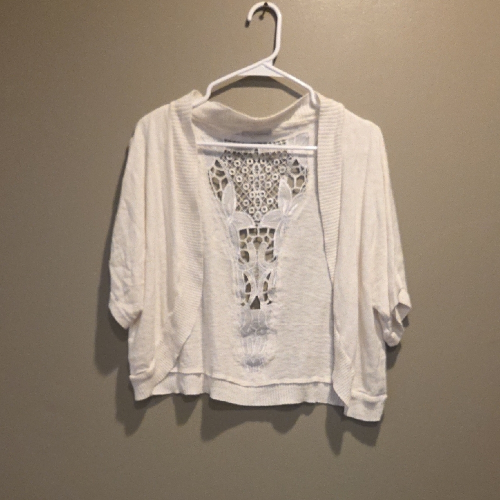 Maurices White Lace Back Shrug